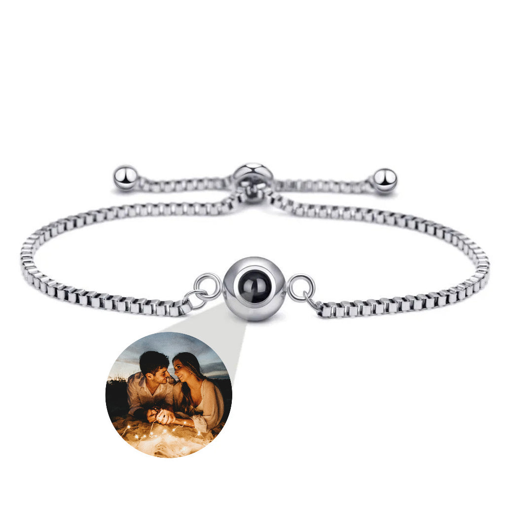 Personalized Photo Bracelet/With Rose Roating Box