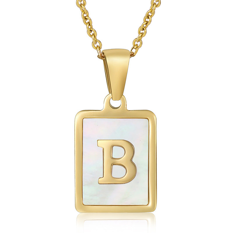 MOTHER OF PEARL INITIAL NECKLACE/GOLD