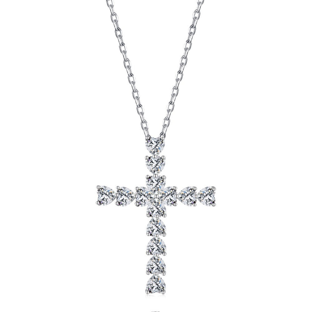 CRYSTAL CROSS STERLING SILVER NECKLACE