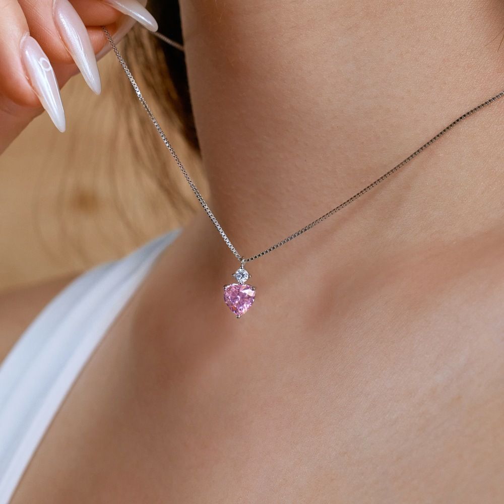 CRYSTAL HEART  STERLING SILVER NECKLACE