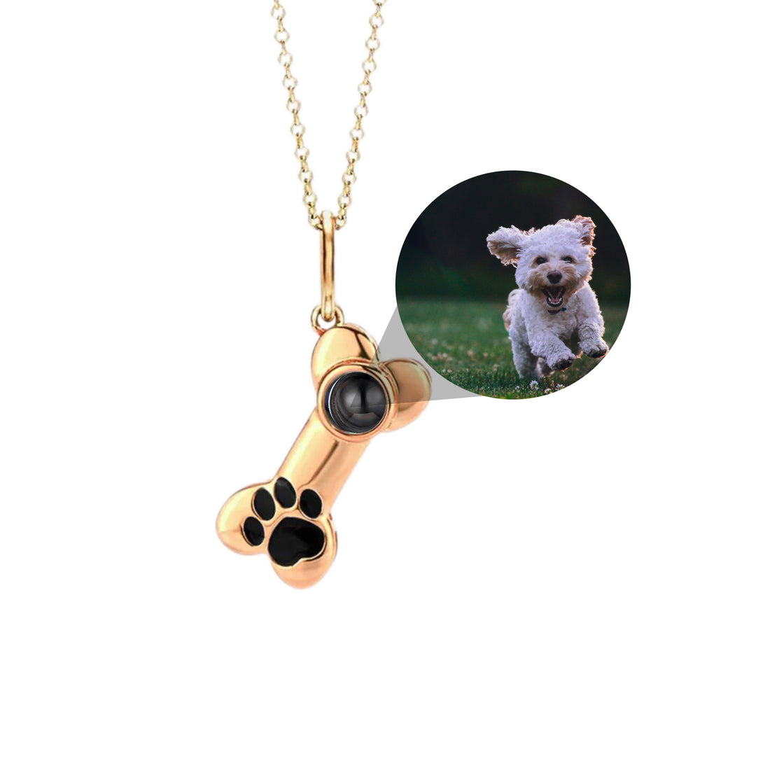 Personalized Dog Bone Photo Necklace