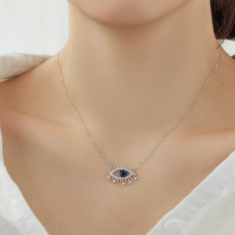 EVIL EYE STERLING SILVER NECKLACE