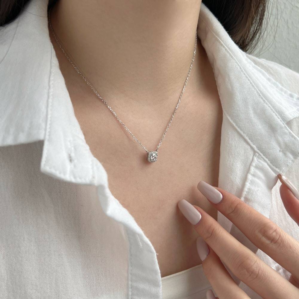 HALO GEM STERLING SILVER NECKLACE